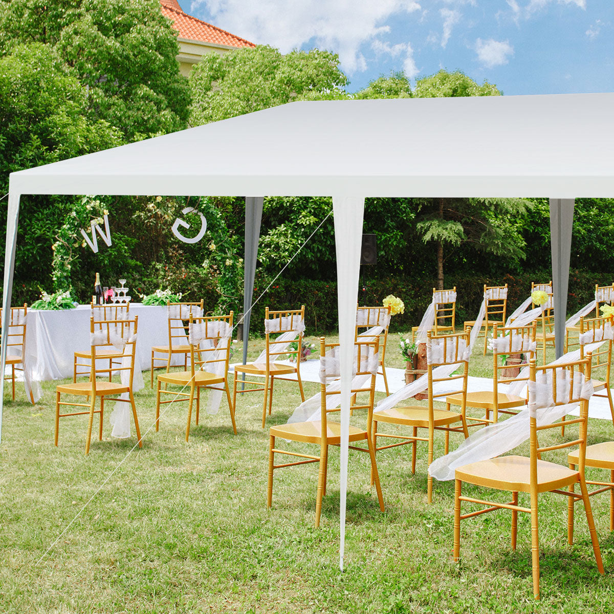 LIVSK Partytent 3 x 6 m - Duurzaam Stalen Frame - Waterdicht PE-weefsel - Eenvoudig te Monteren - Wit