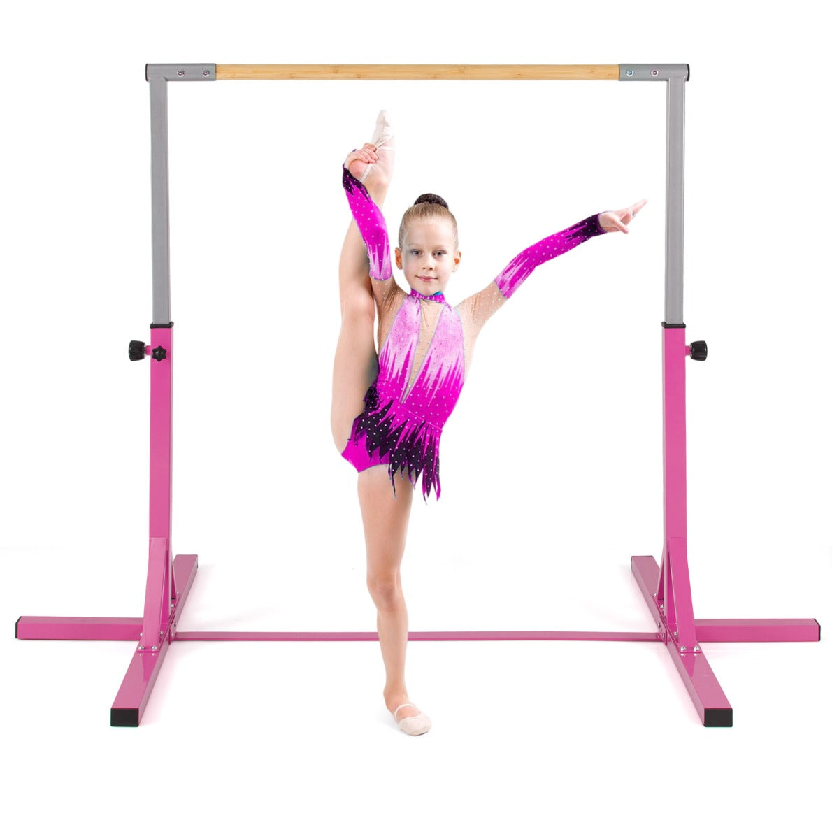 Livsk costway turnstang horizontale turnstang in hoogte verstelbaar tot 12 standen met een metalen frame en antislipvoet roze 1 1