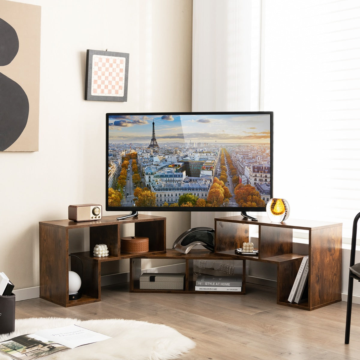 LIVSK tv-meubel - Vrije combinatie van 3 stukken - 6 vakken voor opbergruimte - Stevige constructie - Minimalistisch design -