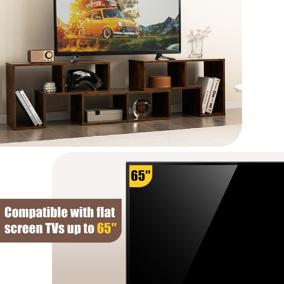 LIVSK tv-meubel - Vrije combinatie van 3 stukken - 6 vakken voor opbergruimte - Stevige constructie - Minimalistisch design -