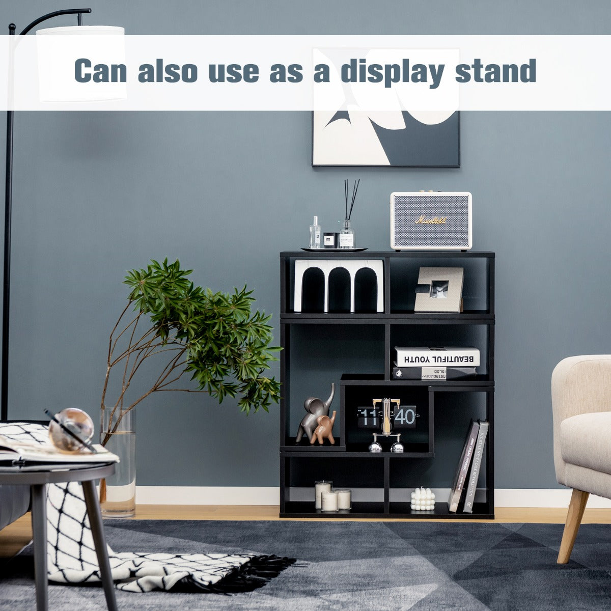 LIVSK Modulaire TV-standaard - Vrije Combinatie met 6 Opbergvakken - Stevige Constructie tot 80 kg - Modern Design - Zwart