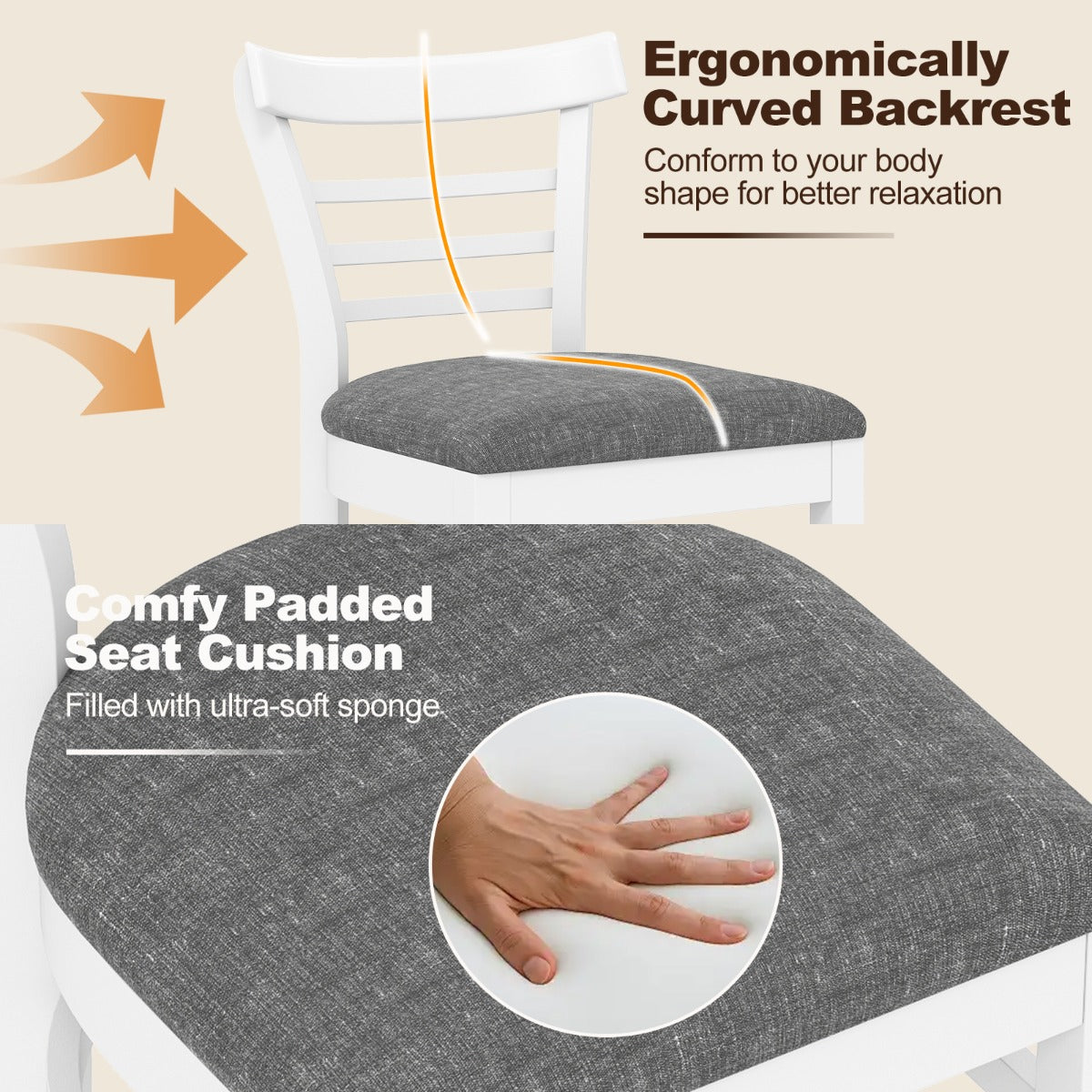 LIVSK Eetkamerstoelen Set - Ergonomisch Ontwerp - Stevig Rubberhout - Draagvermogen 180 kg - Ademend Stof of Kunstleer - Naturel