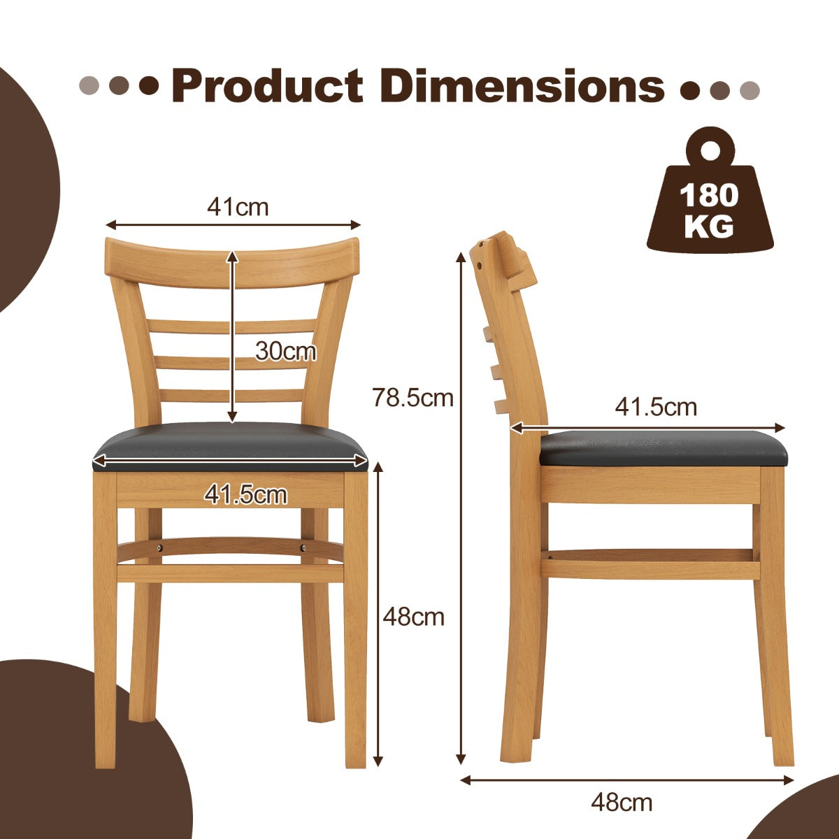 LIVSK Eetkamerstoelen Set van 2 - Rubberhouten Frame - Verbeterd Zitcomfort - Keuze Stof of Kunstleer - Tot 180 kg - Naturel +