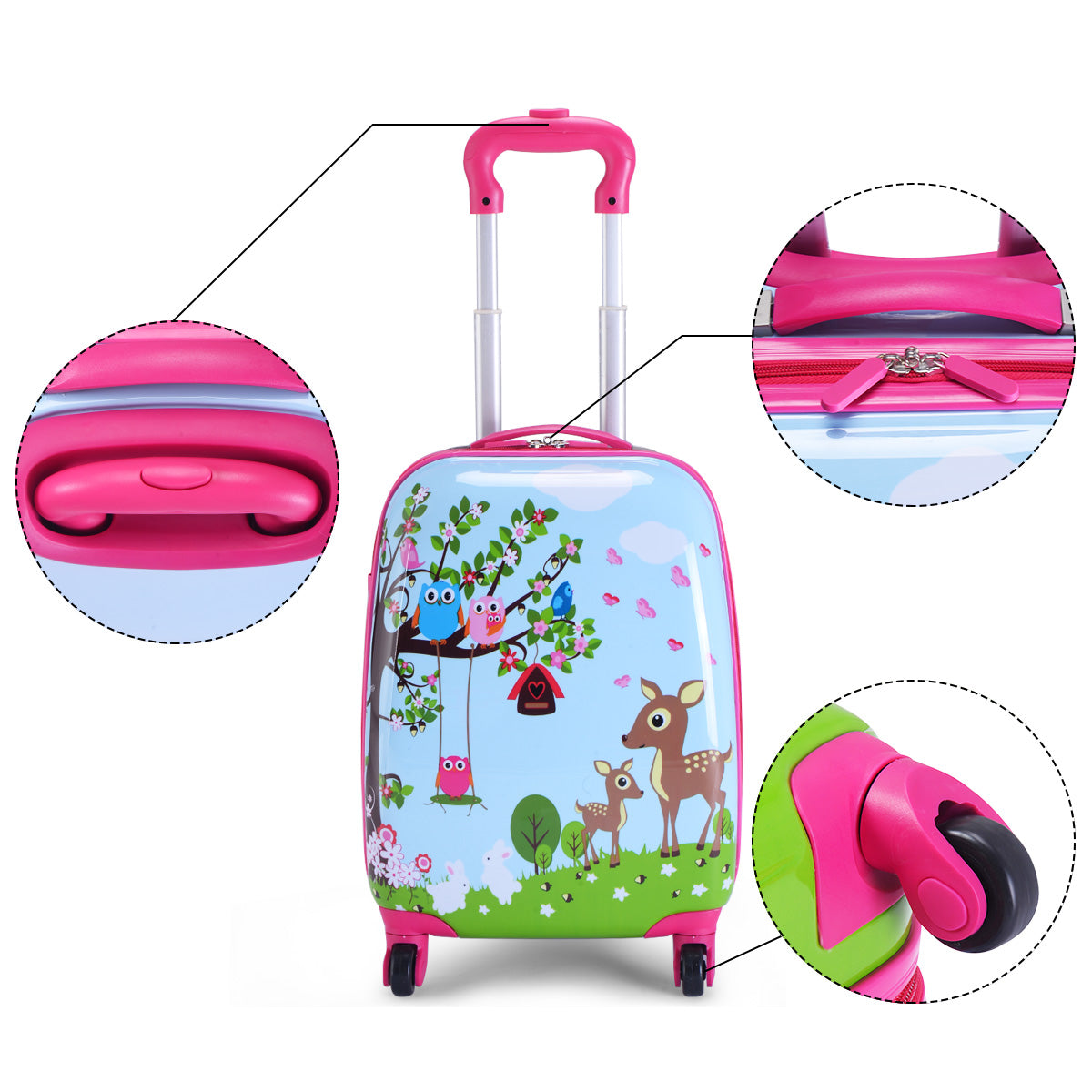 LIVSK Kinderkofferset - Koffer 46 cm + Rugzak 34 cm - Duurzaam ABS & PC - Verstelbare Handgreep - 360° Wielen - Roze