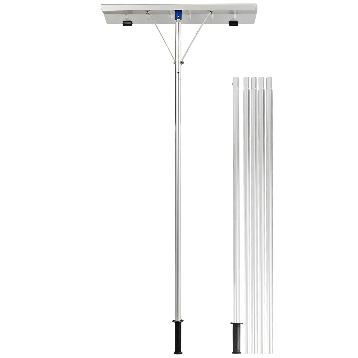 LIVSK Uitschuifbare Daksneeuwhark - Lichtgewicht Aluminium - Antislip TPE-handvat - Verstelbare Lengte 160-610 cm - Blauw