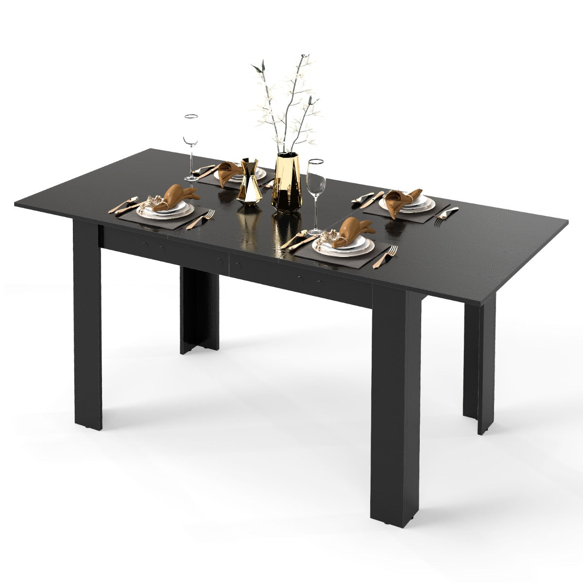 Livsk costway uitschuifbare eettafel moderne keukentafel met verstelbaar blad l vormige poten ruimtebesparend industrieel eetkamermeubilair