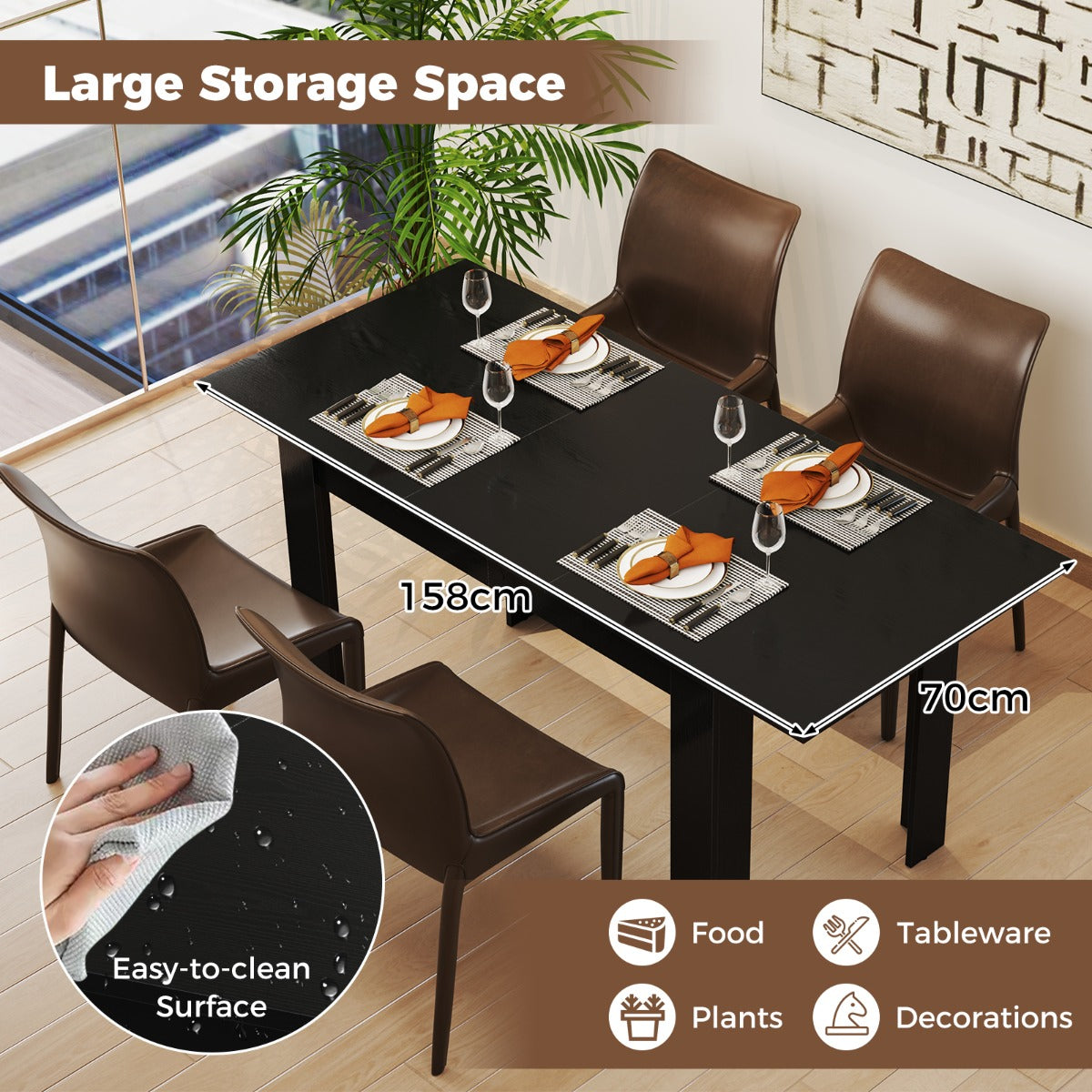 Livsk costway uitschuifbare eettafel moderne keukentafel met verstelbaar blad l vormige poten ruimtebesparend industrieel eetkamermeubilair 3