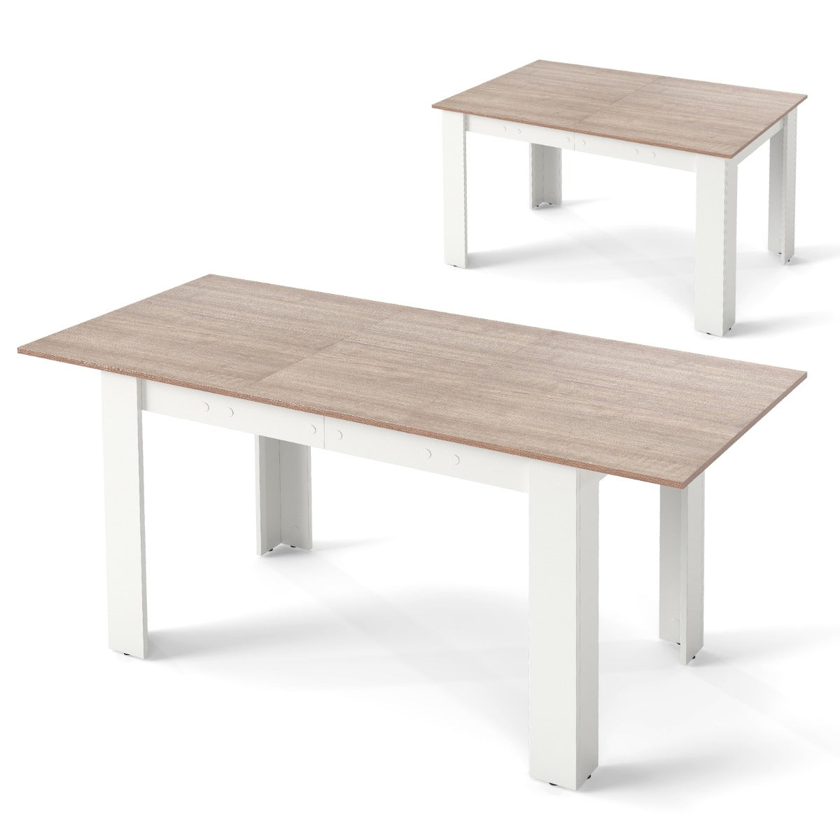 Livsk costway uitschuifbare eettafel moderne keukentafel met verstelbaar tafelblad l vormige poten ruimtebesparend meubilair in industriele stijl naturel 1