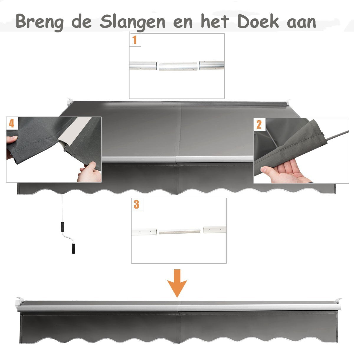 LIVSK Intrekbare Luifel - Verstelbare Hoek 40-100° - Duurzaam Aluminium en Polyester - Eenvoudig te Installeren - 245 x 200 cm -