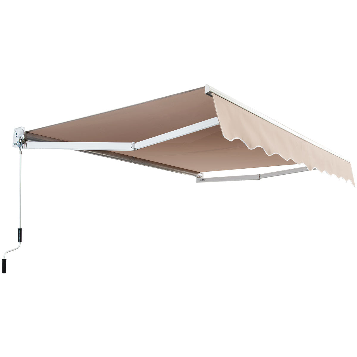 LIVSK Uitschuifbare Luifel - Handmatig In- en Uitschuiven - Verstelbare Hoek 40°-100° - Duurzaam Aluminium en Polyester - Beige
