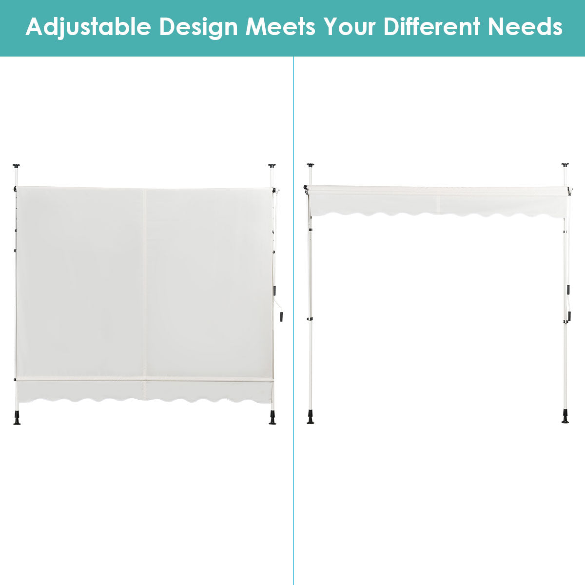 LIVSK Intrekbaar Zonnescherm - Verstelbaar met Handzwengel - Duurzaam Aluminium en Oxford-stof - Weerbestendig - 250 x 120 cm -