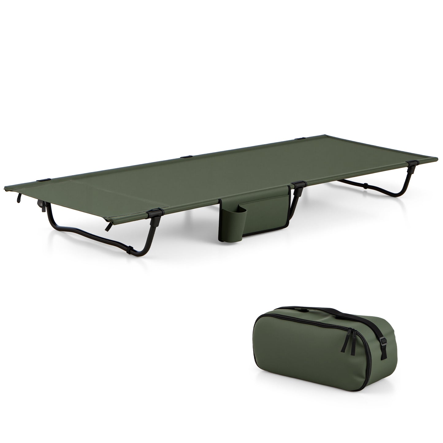LIVSK Opvouwbaar Campingbed - Draagvermogen 150 kg - Kussencompartiment - Eenvoudige Montage - Ultralicht - 193 x 70 x 18 cm -