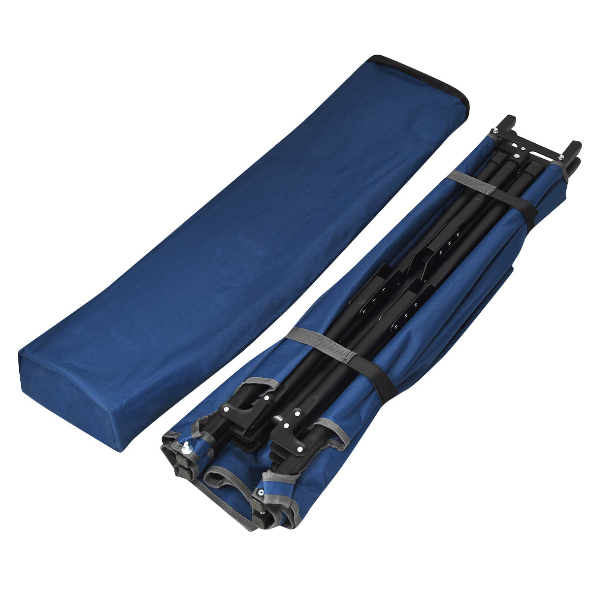 LIVSK Opvouwbaar Campingbed - Robuust Metaal - Draagvermogen 136 kg - 190 x 67 x 42 cm - Inclusief Draagtas - Blauw