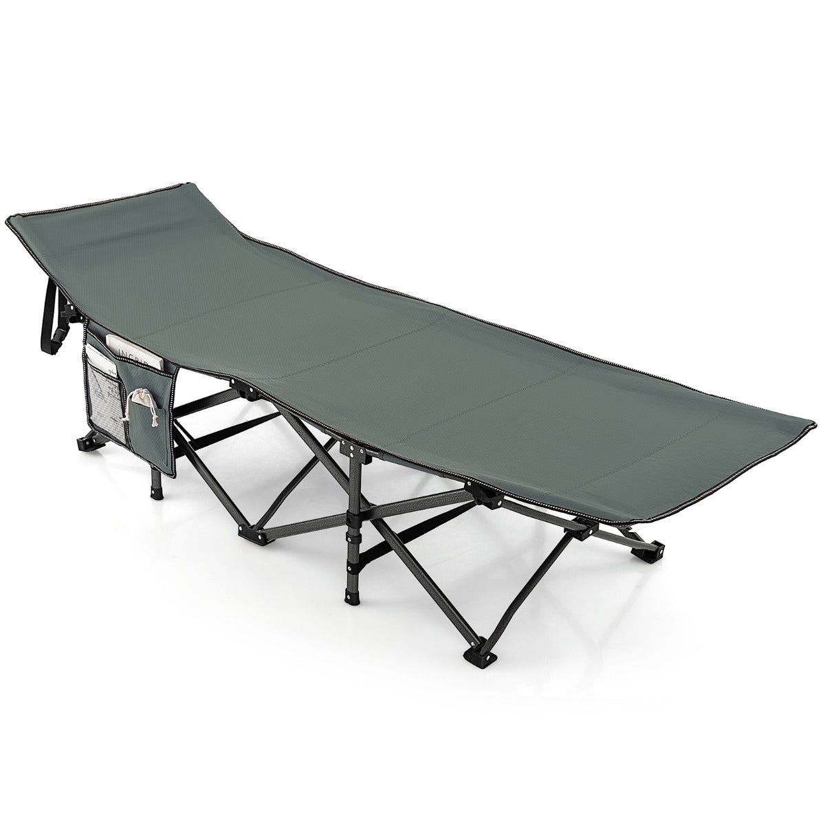 LIVSK Campingligstoel - Inklapbaar en Waterdicht - X-vormige 10-punts Structuur - Tot 272 kg - 185 x 67 x 40 cm - Grijs