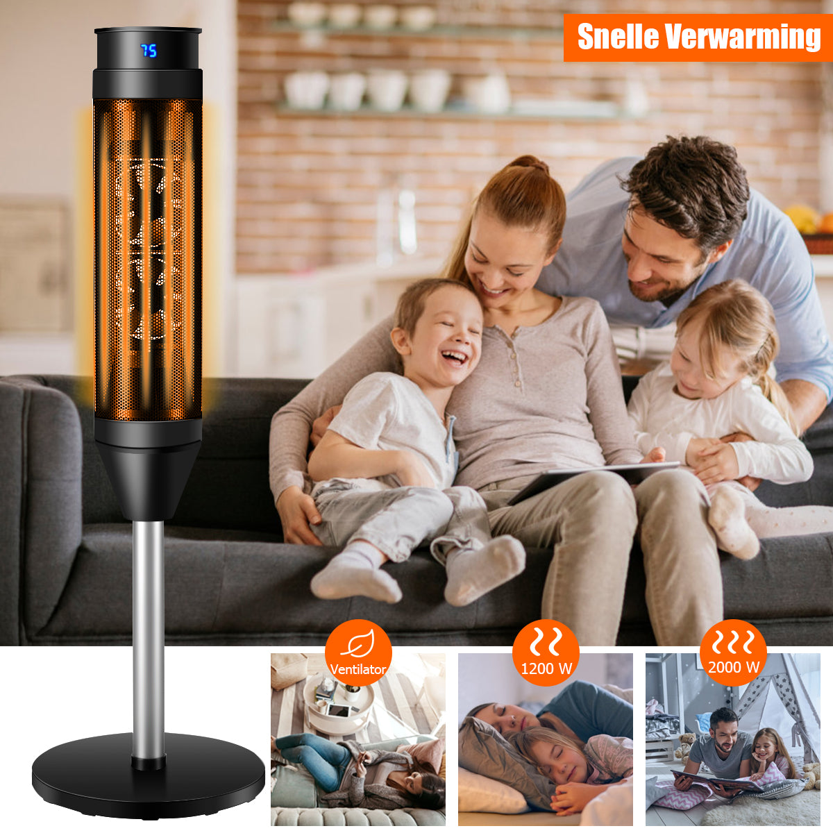 LIVSK Oscillatieverwarming - Snelle Keramische Verwarming - Digitale Thermostaat - Veilig met Oververhittingsbeveiliging - Zwart