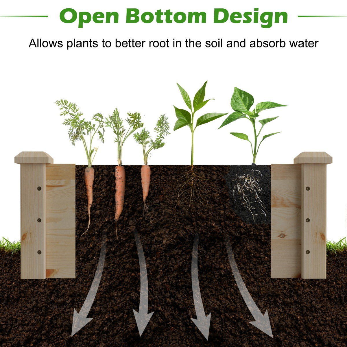 LIVSK Verhoogde Plantenbak - Massief Dennenhout - Eenvoudige Montage - Open Bodem voor Optimale Groei - 240 x 60 x 25 cm - Natuur
