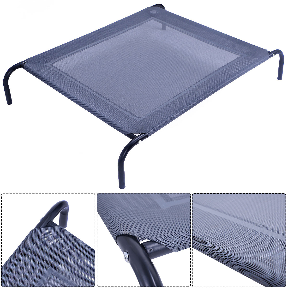 LIVSK Verhoogd Hondenbed - Ademend en Waterdicht - Ondersteunend Platform - Stabiele Structuur - Tot 40 kg - Grijs