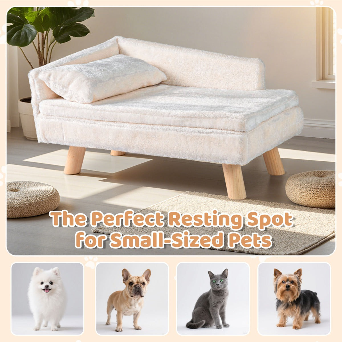 Livsk costway verhoogd huisdierenbed geschikt voor middelgrote en kleine huisdieren 6