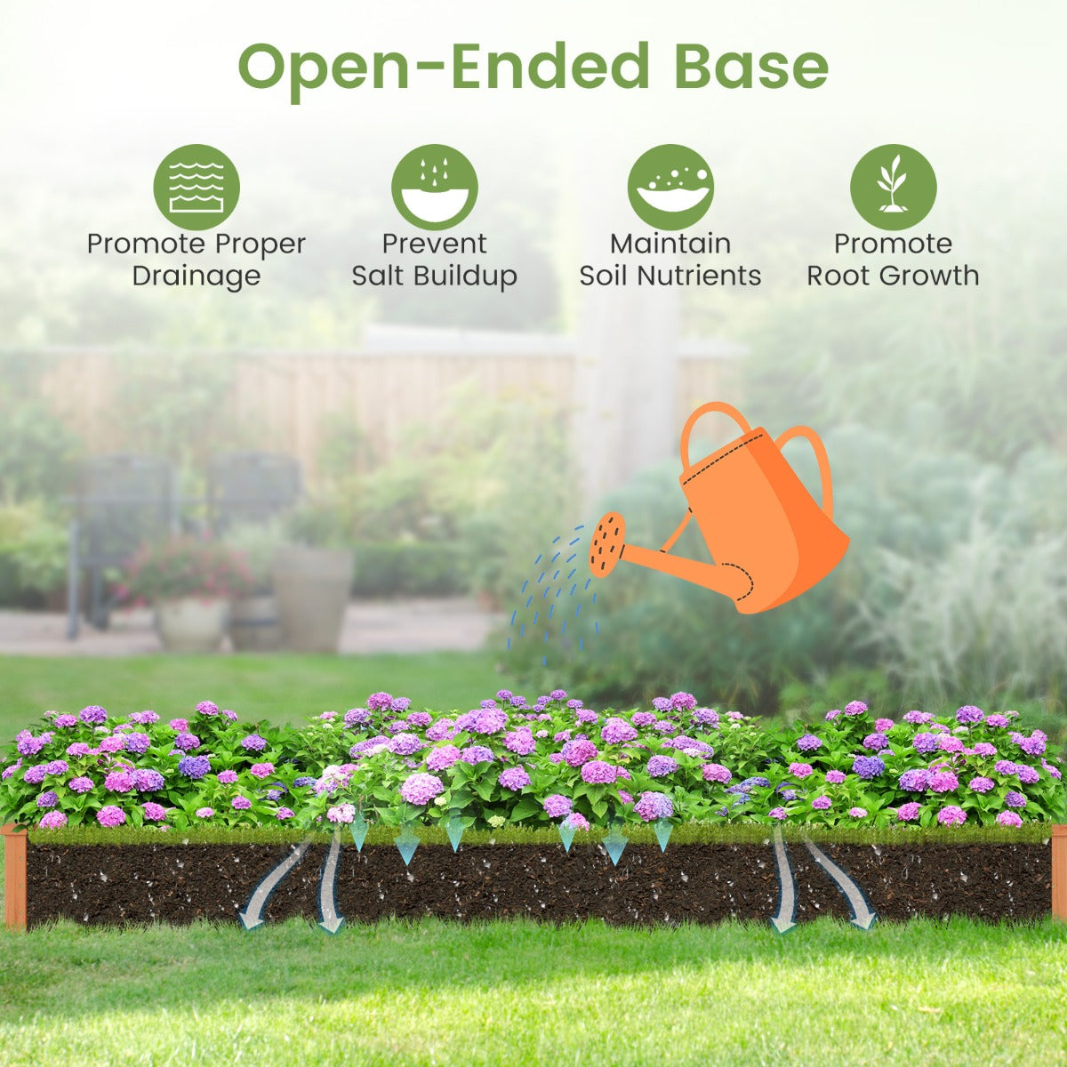 Livsk costway verhoogd tuinbed van hout houten plantenbak voor buiten eenvoudig te monteren verhoogde plantenbak naturel 5