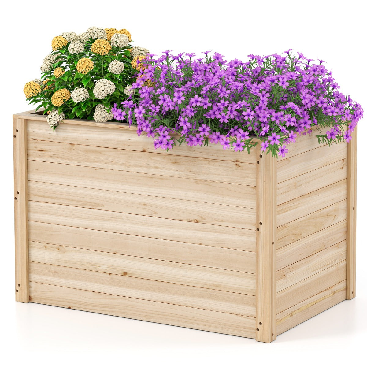 LIVSK Verhoogde Plantenbak van Hout - Diepte 65,5 cm voor Diepgewortelde Planten - Open Bodem voor Goede Afwatering - Naturel