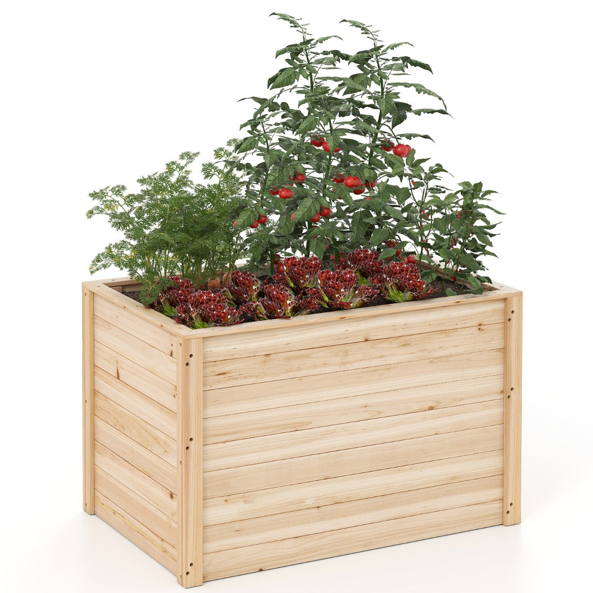 LIVSK Verhoogde Plantenbak van Hout - Diepte 65,5 cm voor Diepgewortelde Planten - Open Bodem voor Goede Afwatering - Naturel