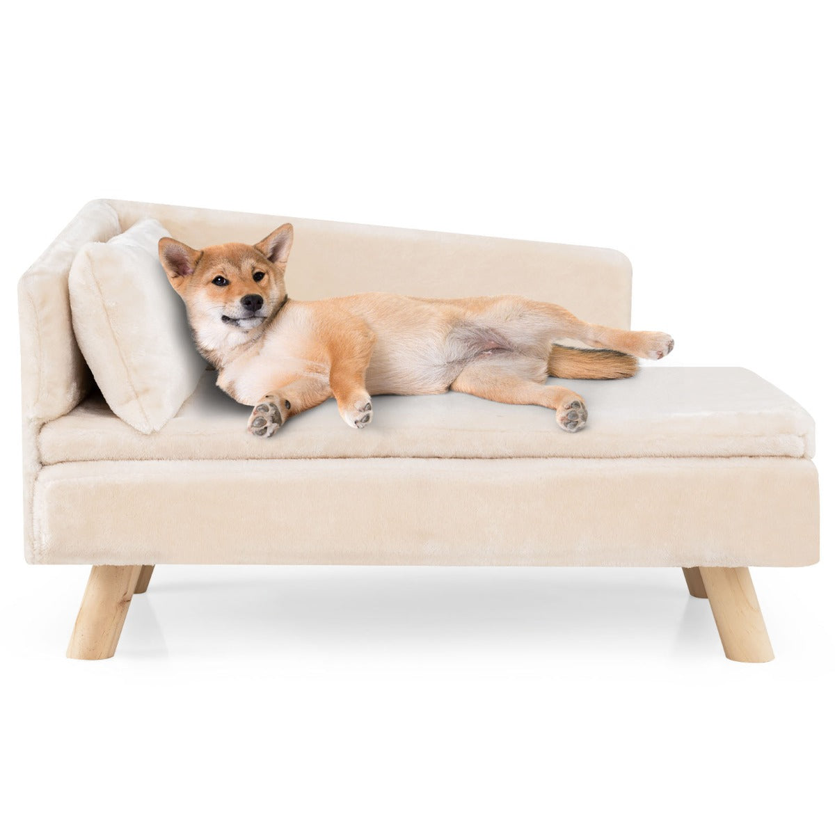 Livsk costway verhoogde hondensofa geschikt voor middelgrote en kleine honden puppys katten en kittens beige 1 1