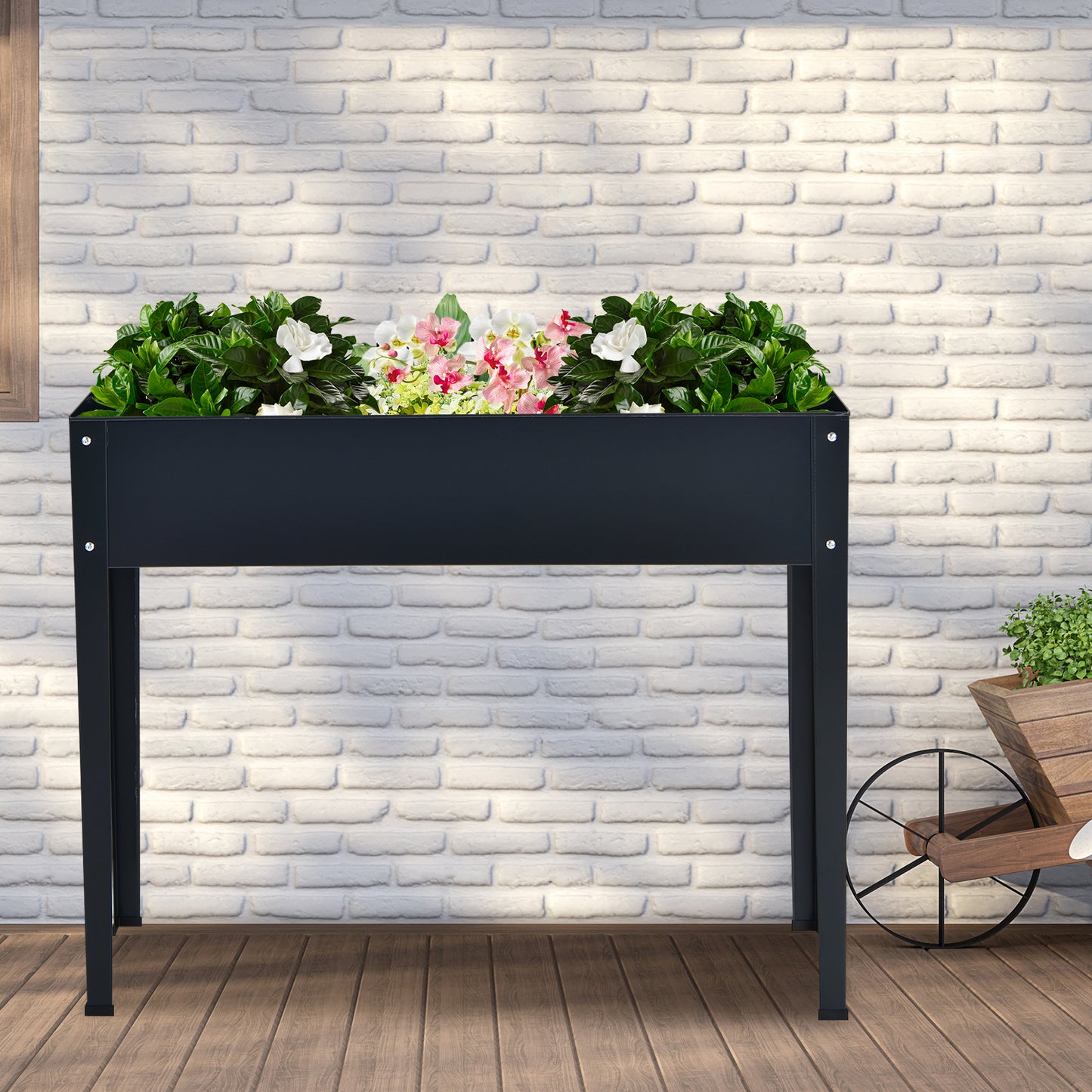 LIVSK Verhoogd Tuinbed - Duurzaam Gegalvaniseerd Staal - Afvoergaten voor Vochtbalans - Eenvoudige Montage - 100 x 30 x 80 cm -