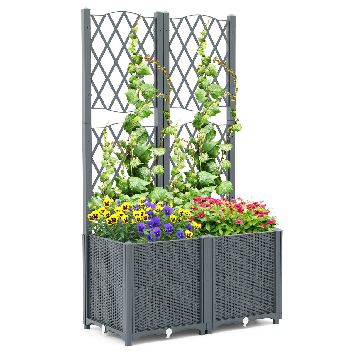 LIVSK 2-in-1 Verhoogd Tuinbed met Verticale Schutting - Zelfbewateringssysteem - Uitbreidbaar - Duurzaam - 80 x 40 x 140 cm -