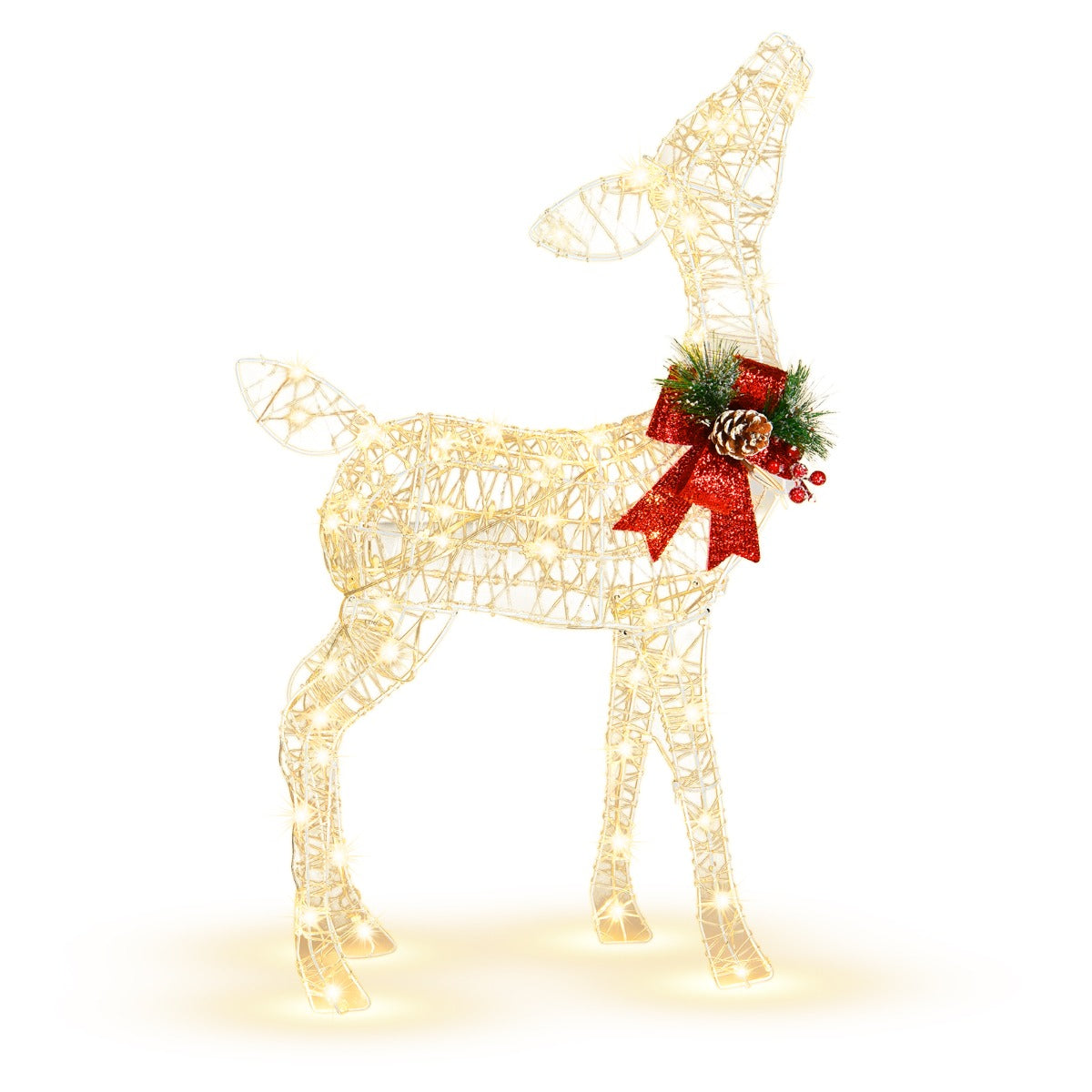 LIVSK Verlichte Rendier Tuindecoratie - 50 LED-lampen - Roestvrij Metalen Frame - 4 Grondankers - 52 x 20 x 88 cm - Zoals