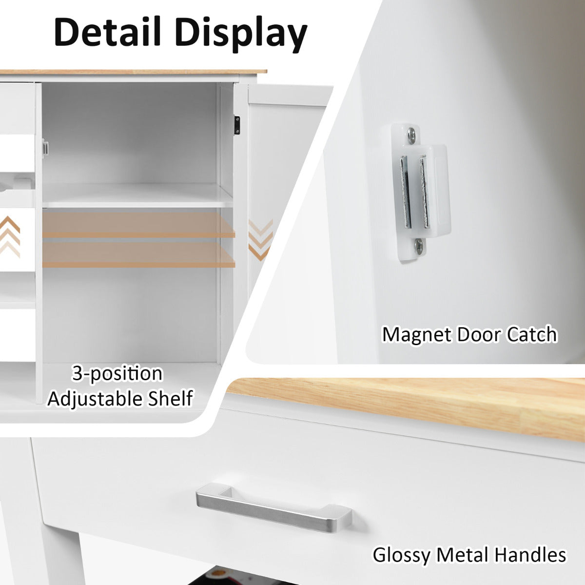 LIVSK Keukentrolley - Verrijdbaar met Lade en Open Schappen - 136 kg Draagvermogen - Handgreep - 100 x 48 x 90 cm - Wit