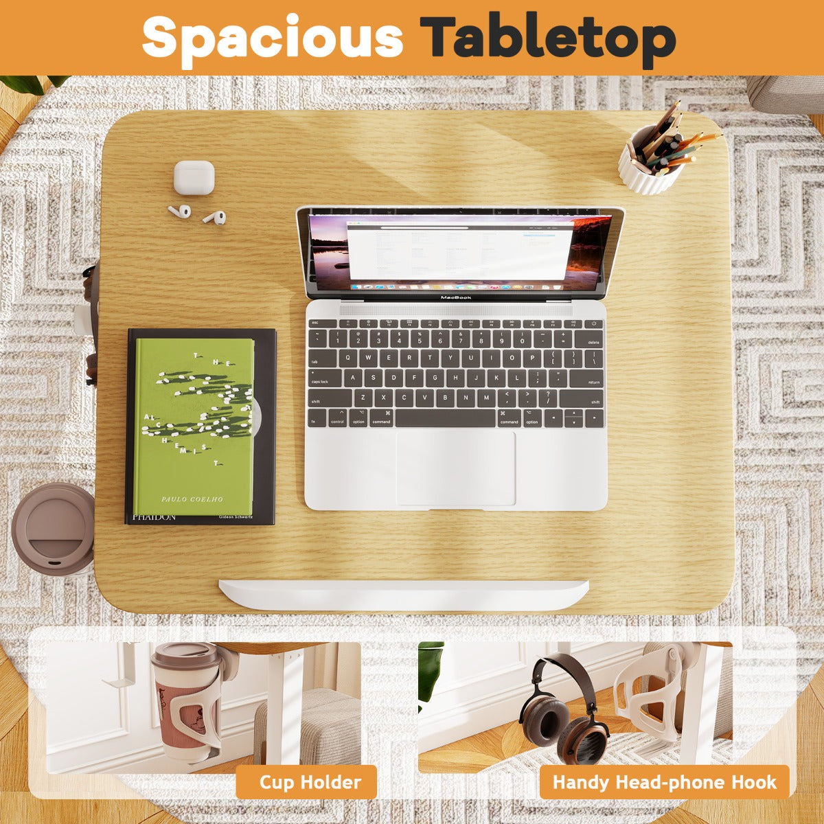 LIVSK Mobiele Zit-Sta Bureau - Kantelbaar Bureaublad - In Hoogte Verstelbaar - Opvouwbaar met Wielen - 60 x 48 x 76-111 cm -