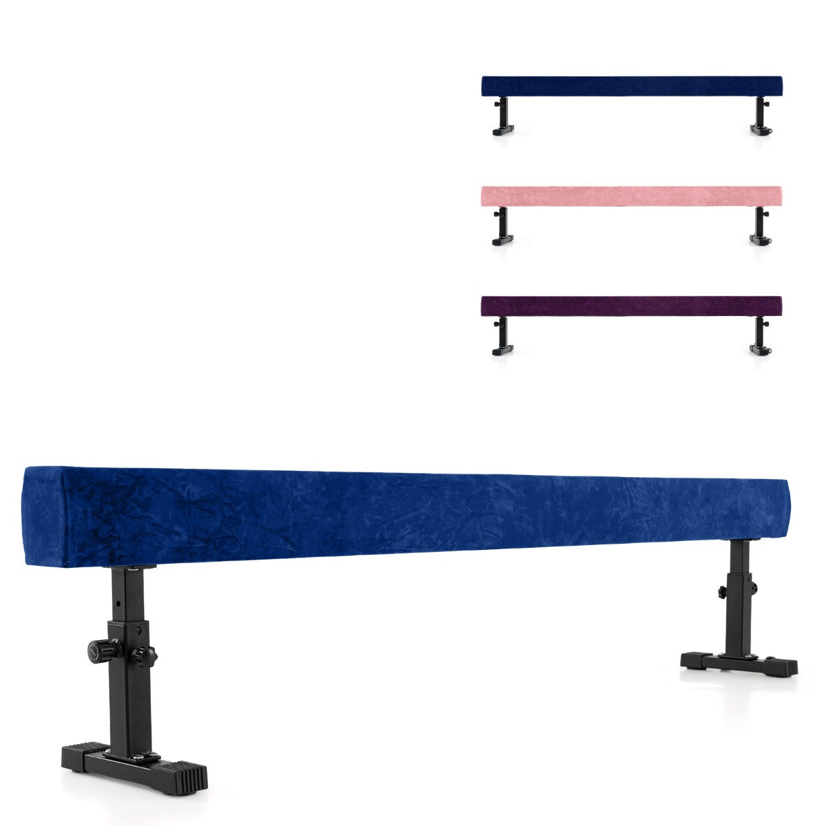 Livsk costway verstelbare evenwichtsbalk 226 cm hoge en lage gymnastiekbalk met 3 hoogtes blauw 1