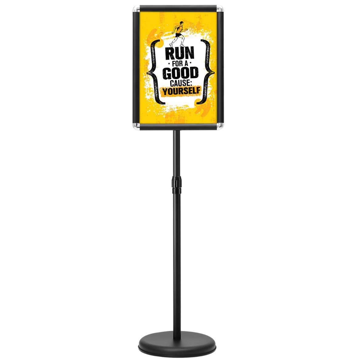 LIVSK Verstelbare Informatiestandaard - Aluminium Frame - Hoogte 89,5 - 134 cm - Zware Basis - PET-beschermingslens - Zwart