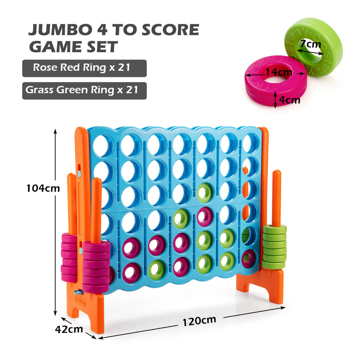 LIVSK Match 4-gameset - Duurzaam Spel voor Binnen en Buiten - Lichtgewicht - Eenvoudig op te zetten - 120 x 42 x 104 cm - Blauw &