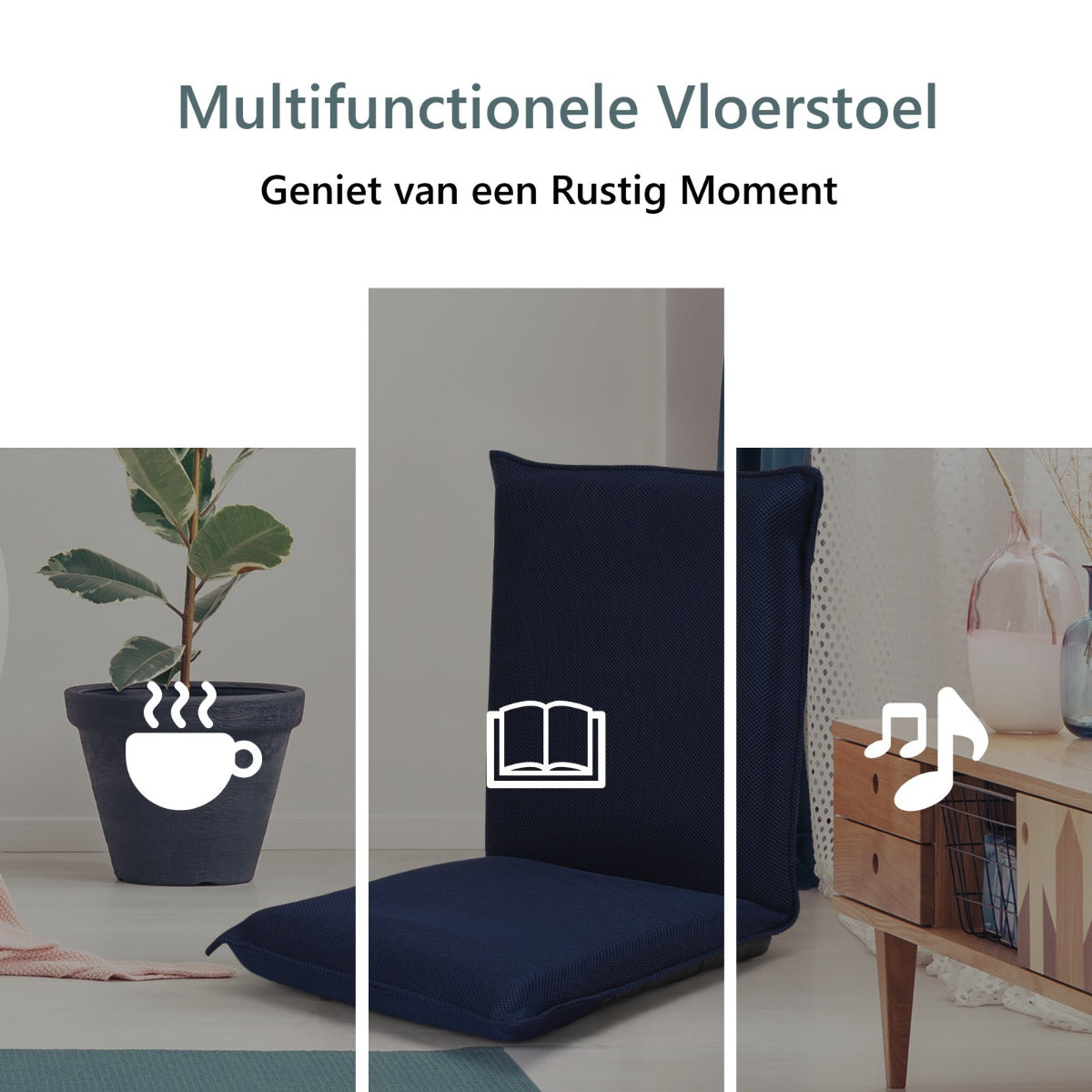 LIVSK Verstelbare Vloerstoel - Lichtgewicht met Sterk Metalen Frame - Ergonomisch voor Kinderen en Volwassenen - Marineblauw