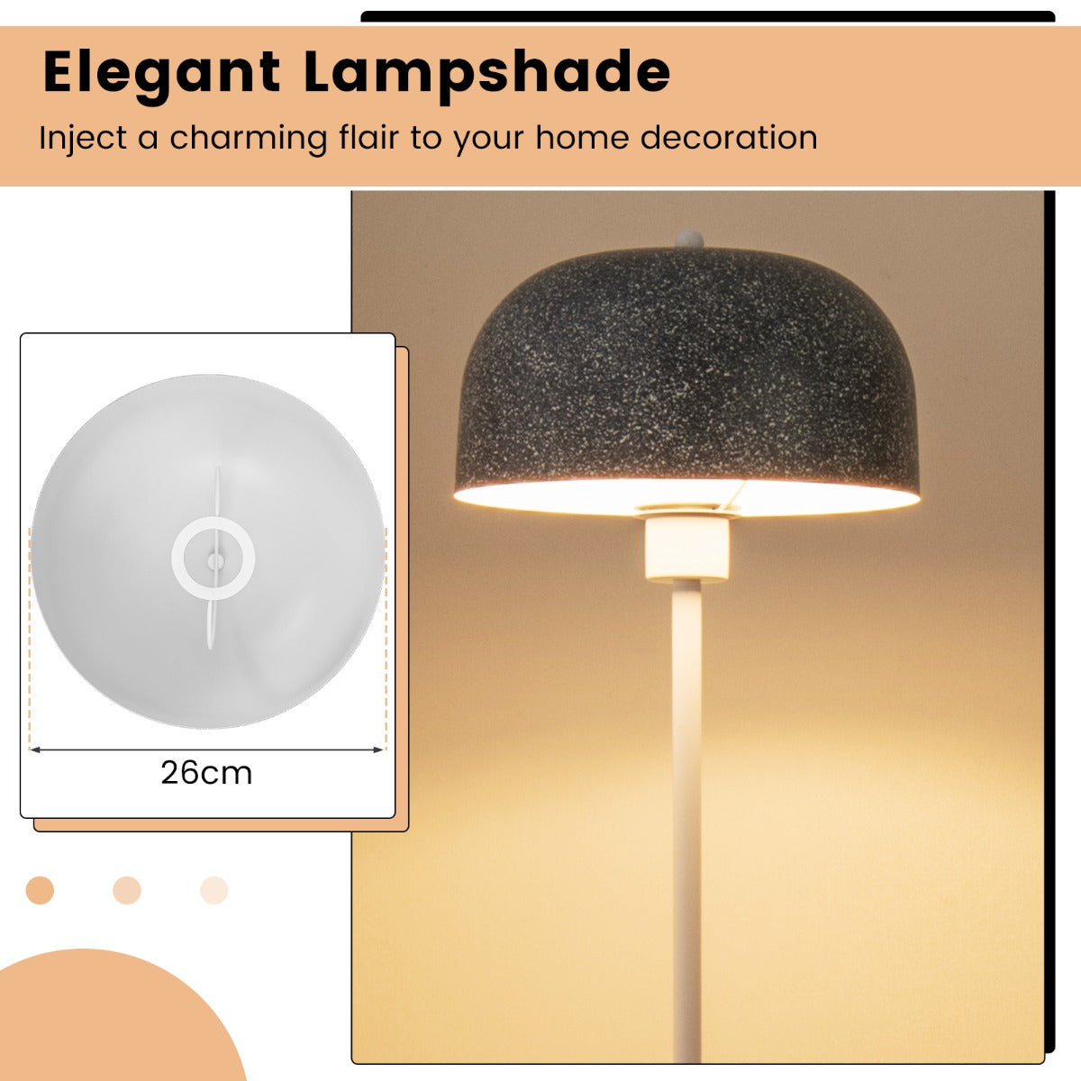 LIVSK Vloerlamp met Voetschakelaar - Modern Ontwerp met Imitatiesteen Kap - Stabiele Voet - E27 Lampvoet - 180 cm Snoer -