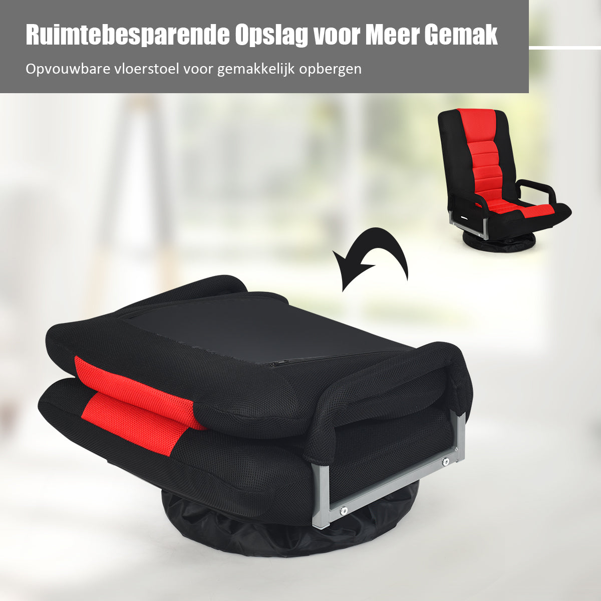 LIVSK Vloer Gaming Stoel - 6-Positie Verstelbaar - 360° Draaibaar - Ergonomisch - Opvouwbaar - Tot 140 kg - Zoals afgebeeld