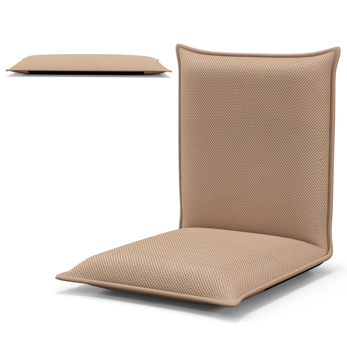 LIVSK Verstelbare Vloerstoel - Licht en Draagbaar - Sterk Metalen Frame - 6-traps Rugleuning - Tot 150 kg - Beige