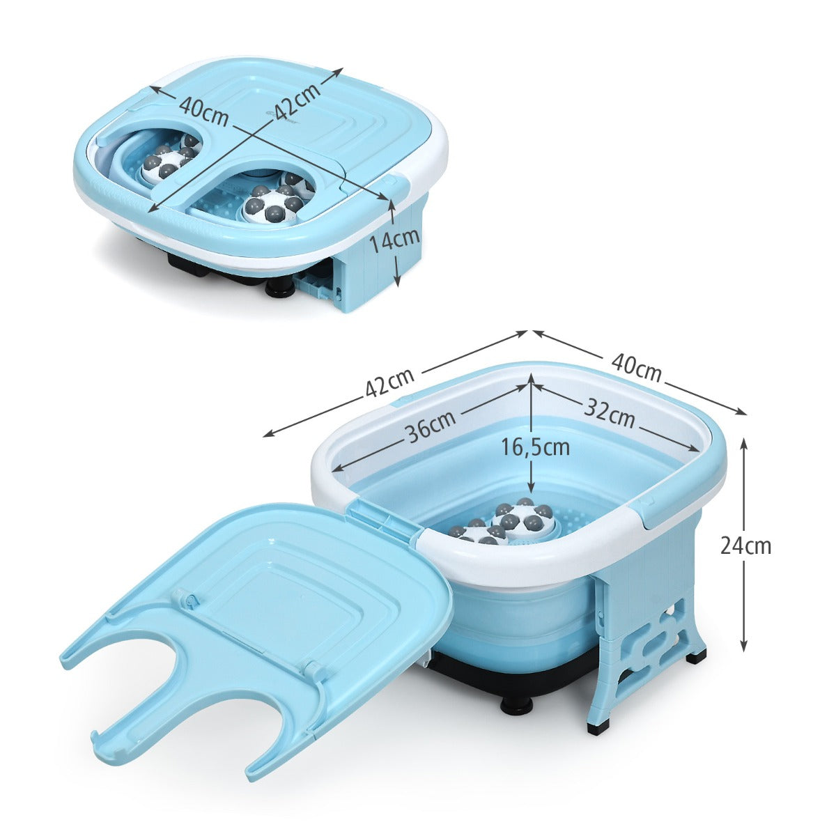 LIVSK Opvouwbaar Voetbadmassager met Afstandsbediening - Bubbelmassage - Infrarood - Temperatuurregeling 36-48℃ - Blauw