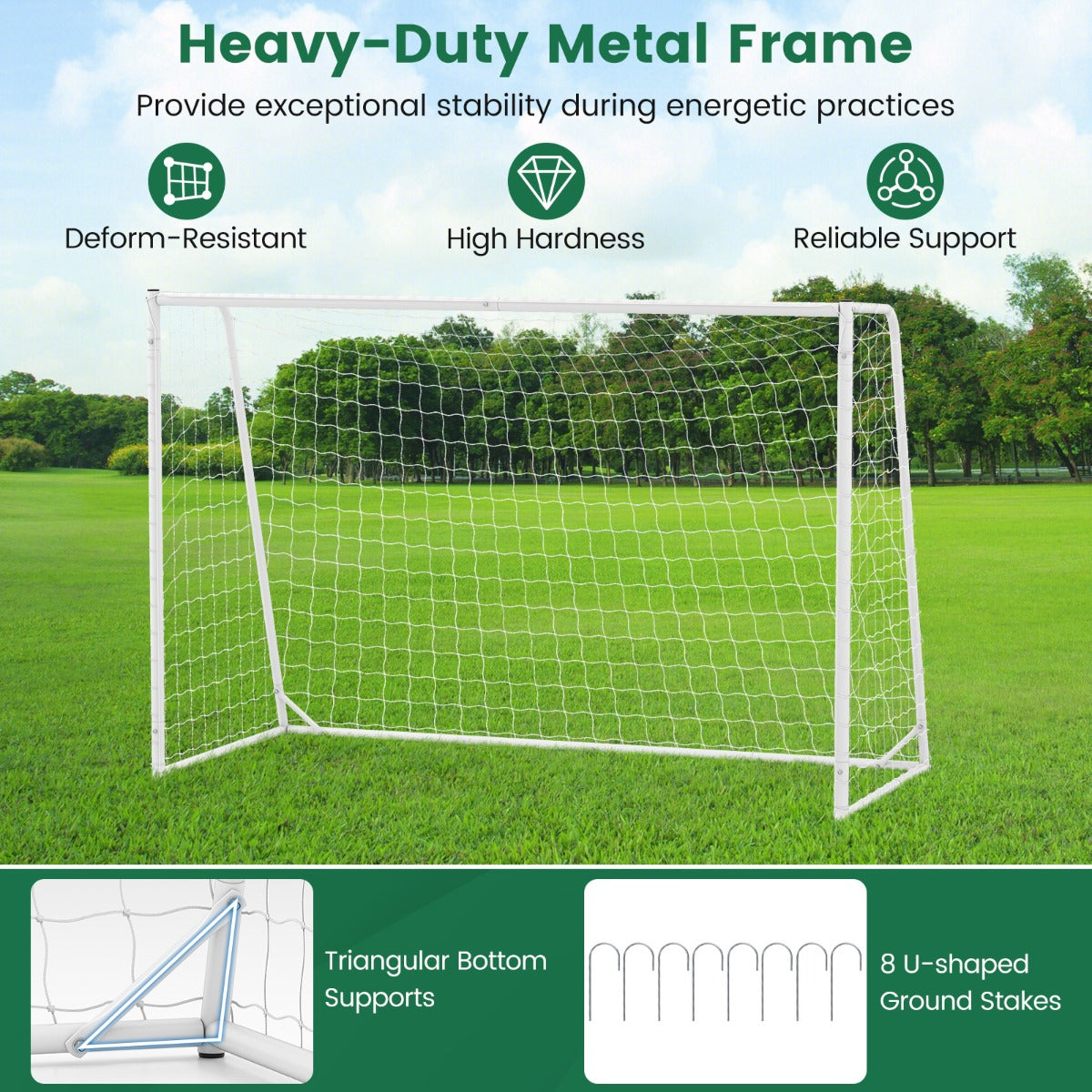Livsk costway voetbaldoel buiten net 300 x 204 cm met stevig metalen frame pe net 8 grondpennen en 16 bevestigingsbanden 2