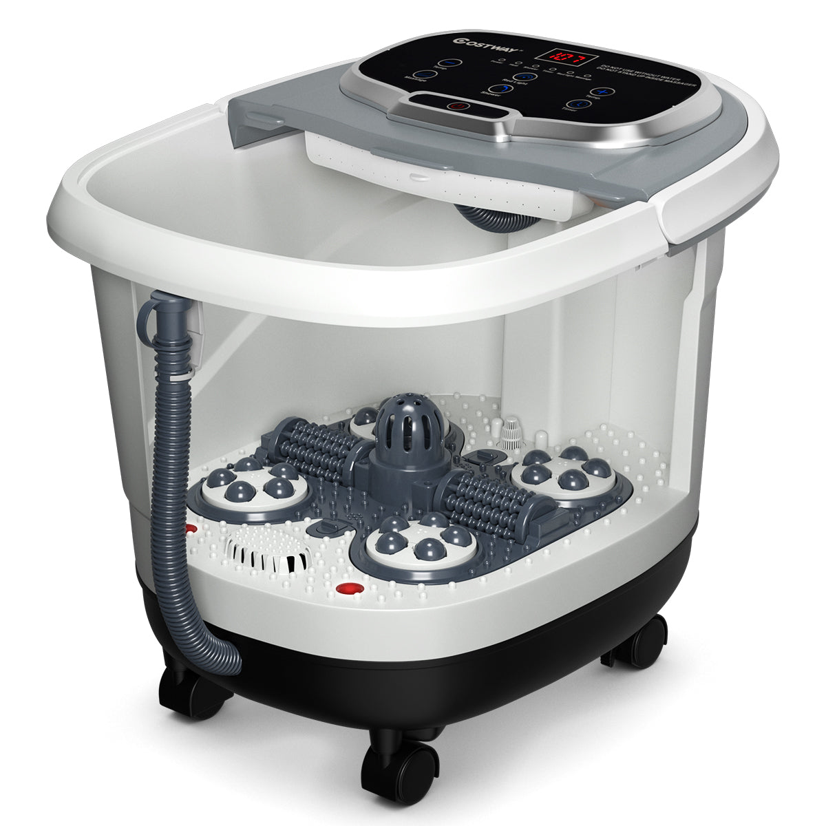 Livsk costway voeten bad gemotoriseerde massager draagbare multifunctionele elektrische voeten bad met gemotoriseerde rol grijs 2