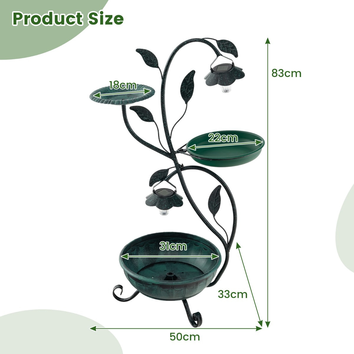 LIVSK Vogelvoederhuisje op Zonne-energie - Vogelbad en Voederhuisje met Solarverlichting - Duurzaam en Decoratief - Brons