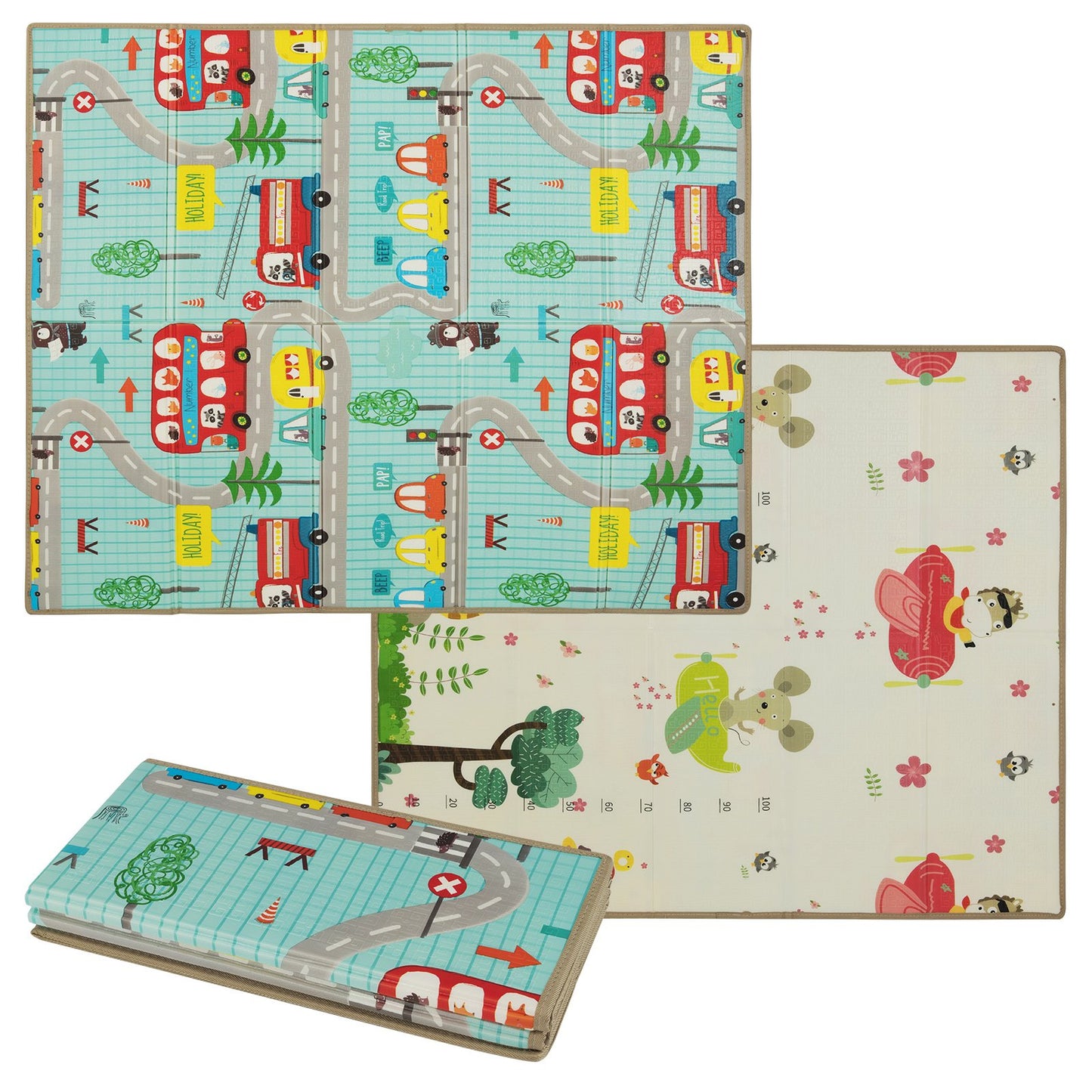 LIVSK Opvouwbare Baby-Speelmat van XPE - Dubbelzijdig met Leerzame Patronen - Royale Afmeting 178 x 148 cm - Meerkleurig