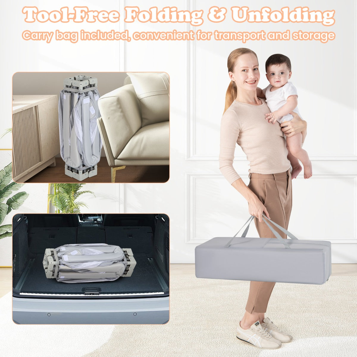 LIVSK Vouwbare Speelbox voor Baby's - Ruimte van 127 x 127 cm - Stevig Metalen Frame - Ritsdeur - Inclusief 50 Speelballen - Grijs