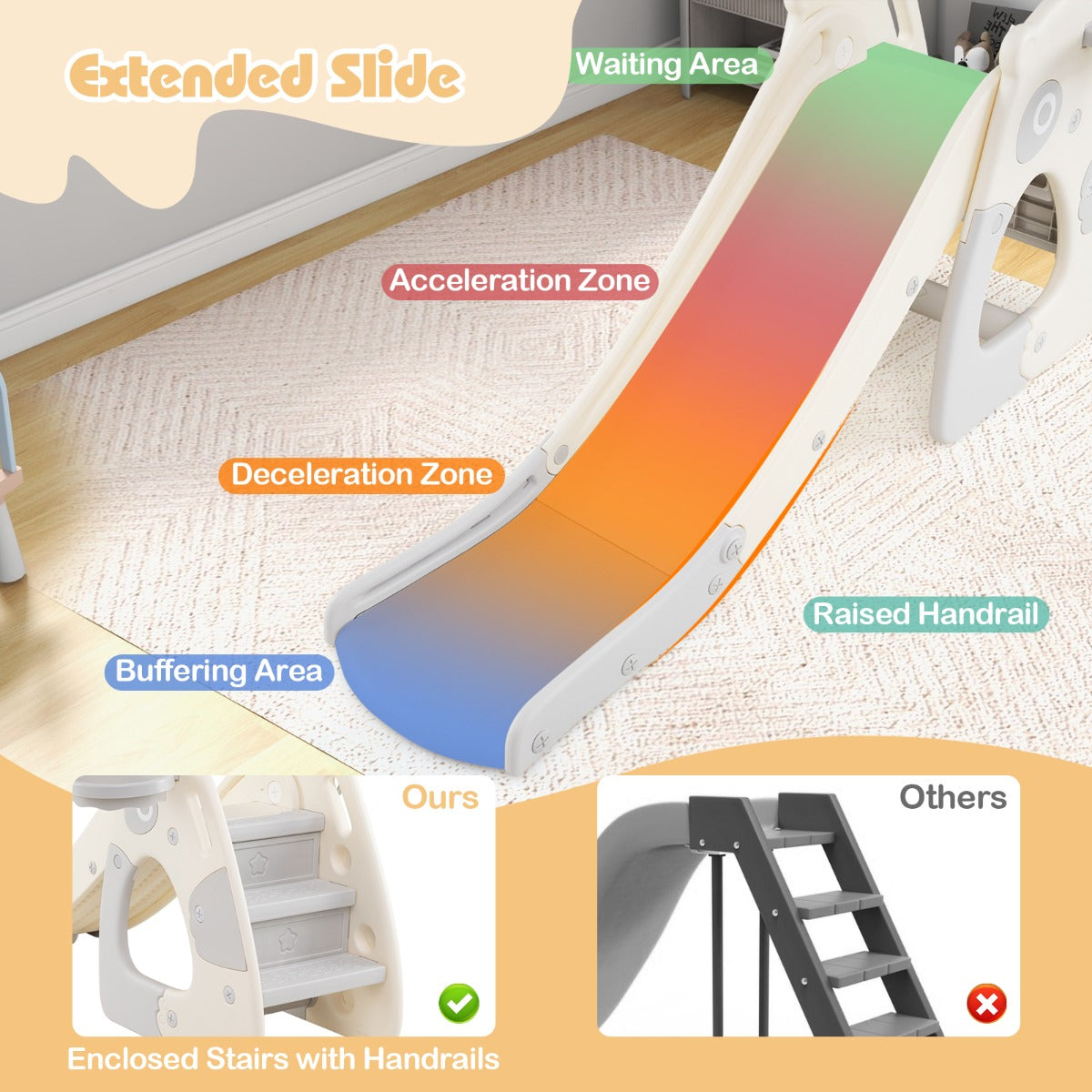 LIVSK 4-in-1 Peuter Glijbaan - Vrijstaand met Basketbalring - Veilig HDPE - Opvouwbaar - Voor Kinderen vanaf 3 jaar - Grijs