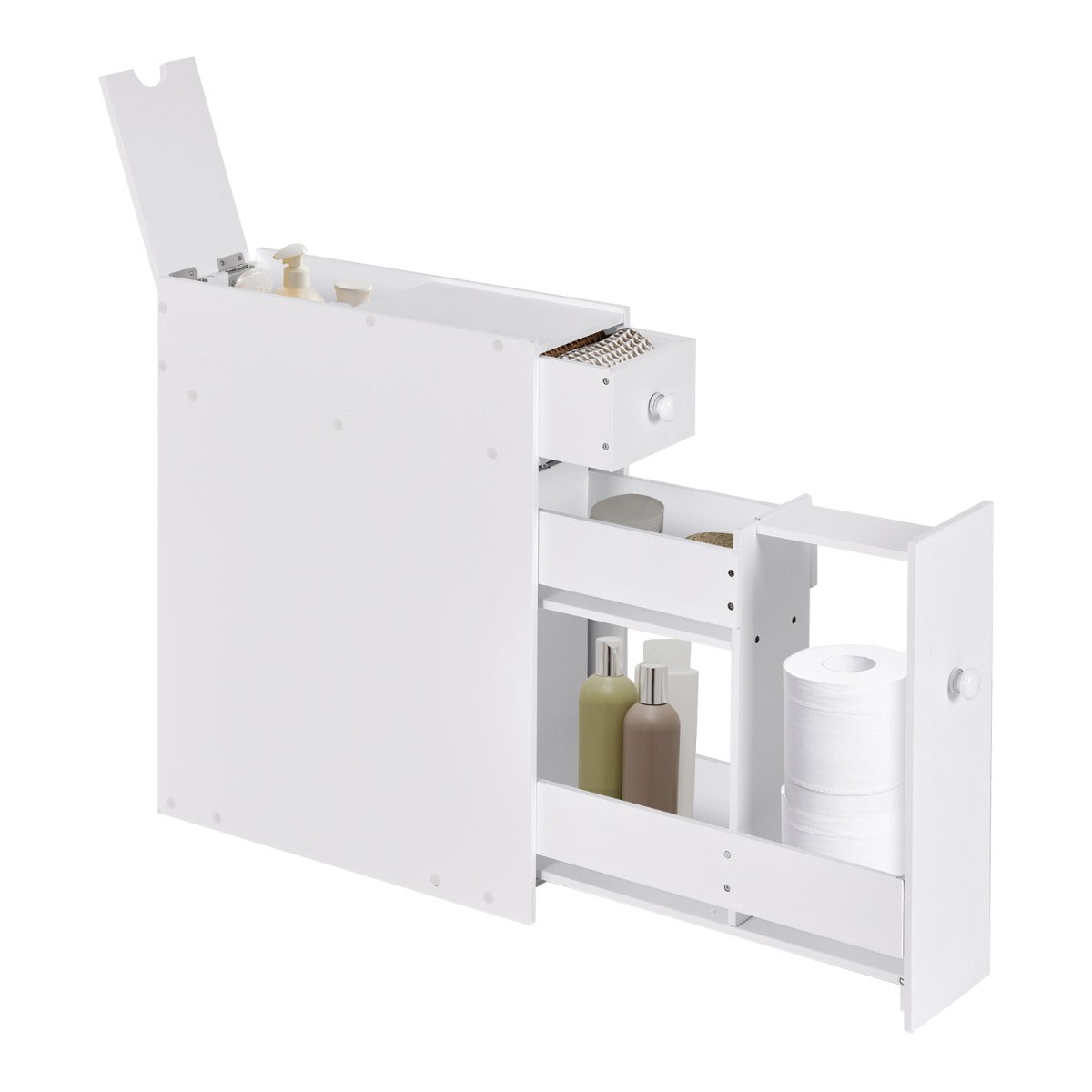 LIVSK Nisplank voor Badkamer - Ruimtebesparend - Organizer voor Smalle Openingen - 48 x 16 x 58 cm - Wit