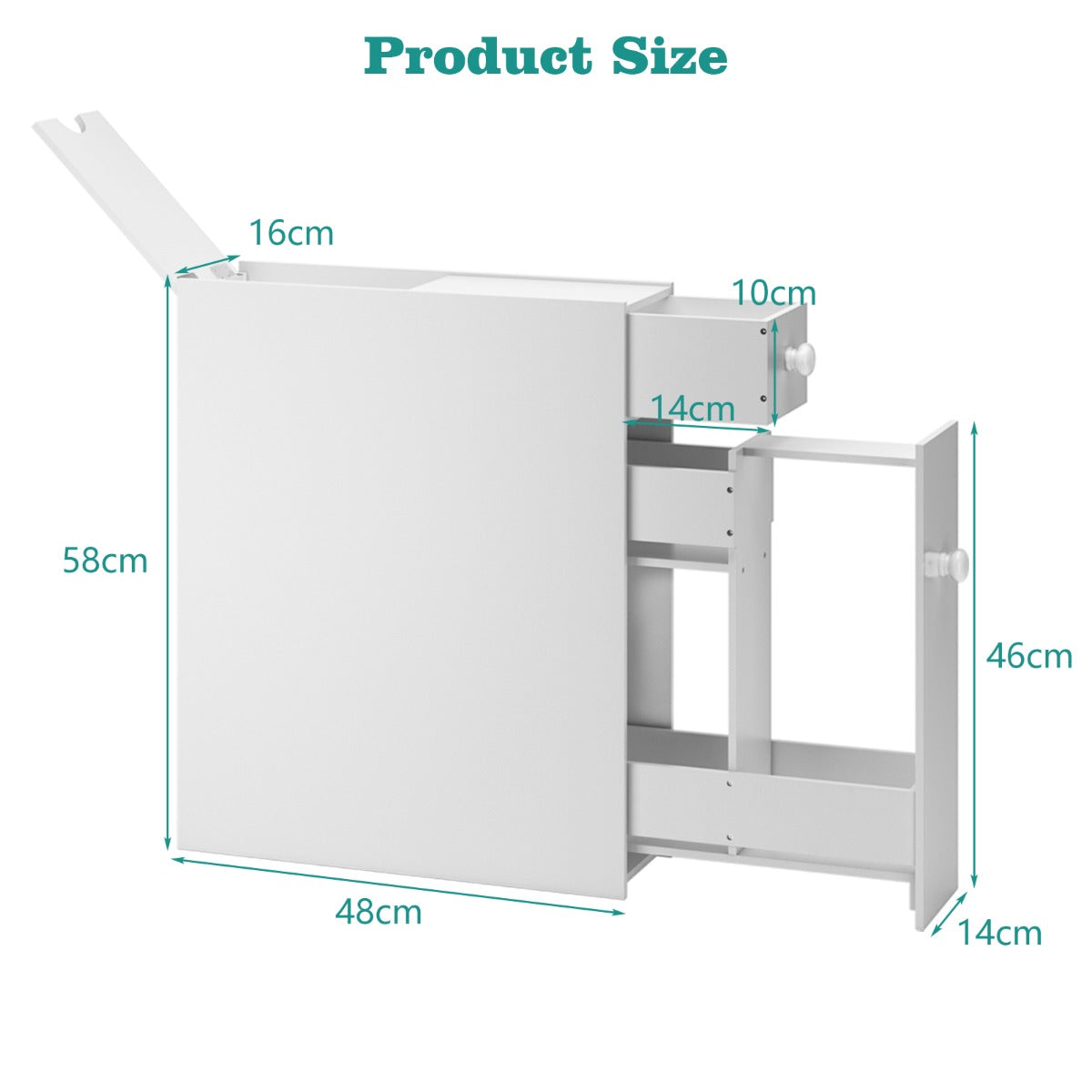 LIVSK Nisplank voor Badkamer - Ruimtebesparend - Organizer voor Smalle Openingen - 48 x 16 x 58 cm - Wit