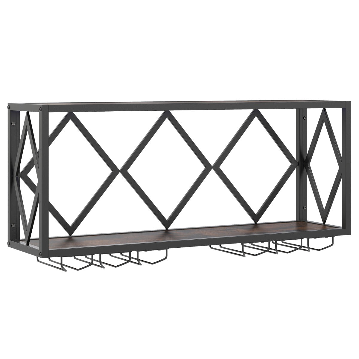 LIVSK Wand Wijnrek met LED Verlichting - Ruimte voor 39 Flessen en 12 Glazen - Stabiel en Duurzaam - Eenvoudige Installatie