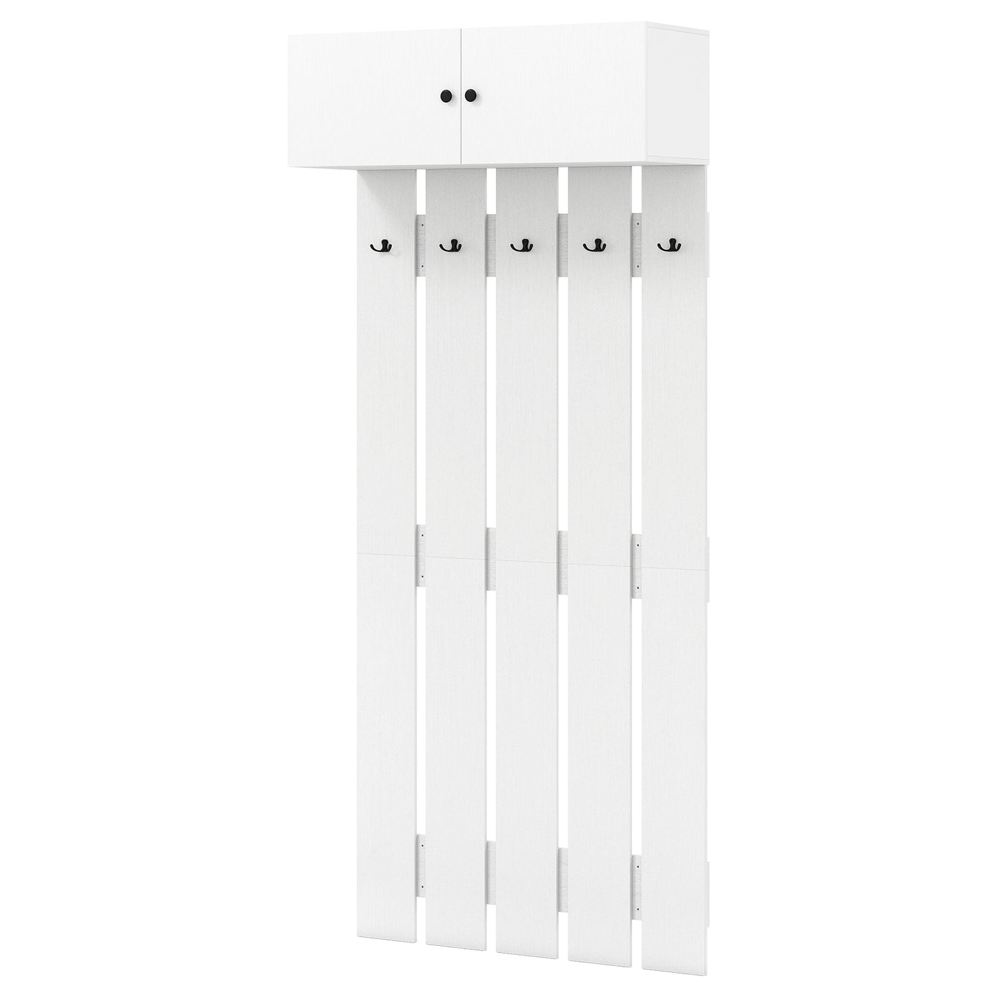 LIVSK Wandgarderobe met Bovenkast - 5 Metalen Haken - Duurzaam en Praktisch - Voor Hal, Keuken of Badkamer - Wit