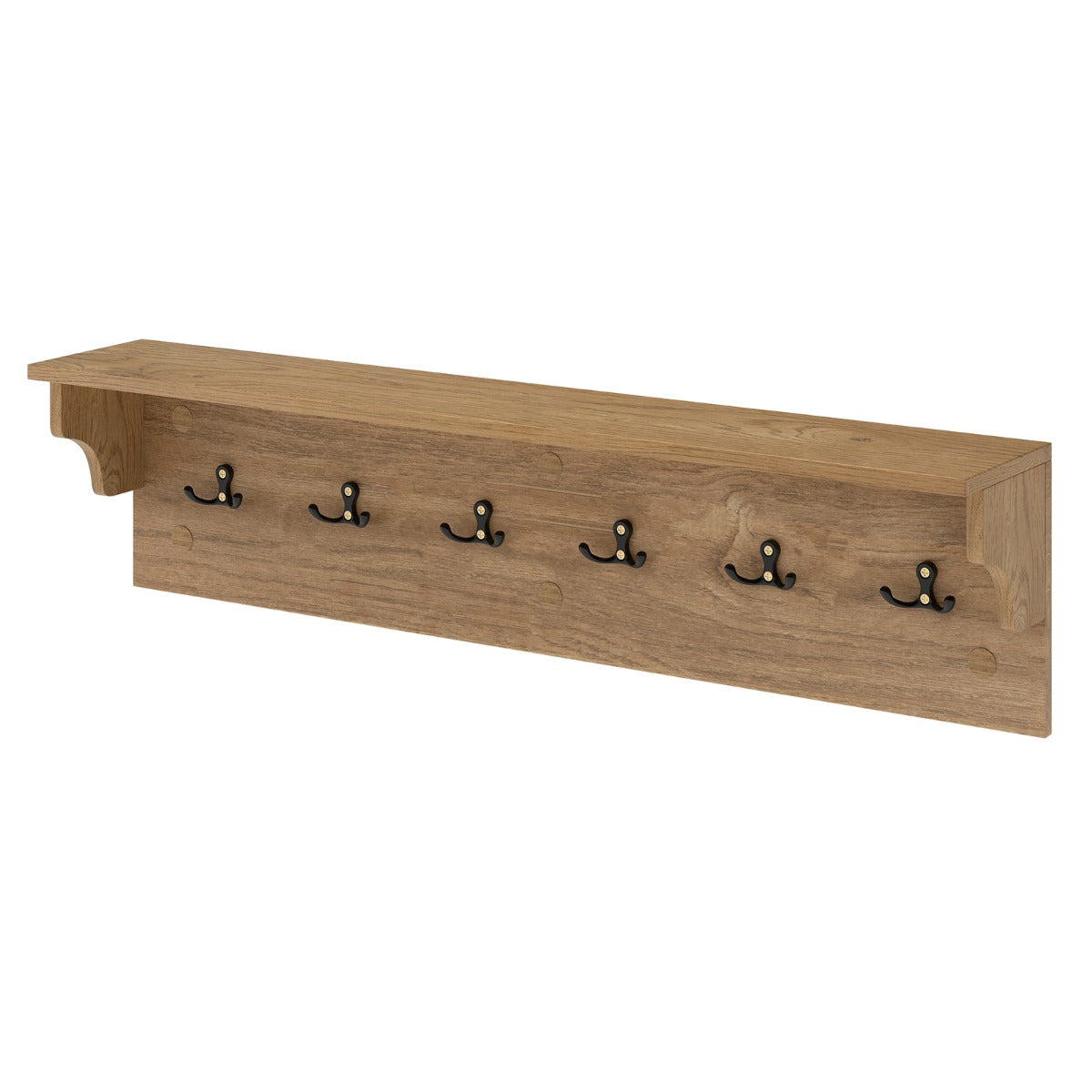 Livsk costway wandkapstok met opbergvak houten wandrail met zes haken naturel 1 1